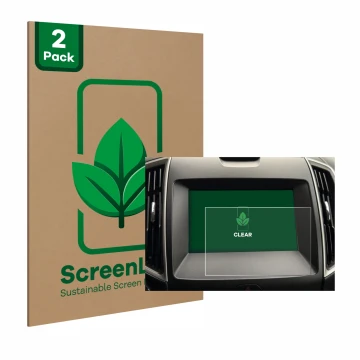 Vorderseite einer Produktverpackung mit dem Markenlogo ScreenLeaf. Daneben ist das Gerät Ford Galaxy Infotainment Sync 3 (2019