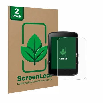 Vorderseite einer Produktverpackung mit dem Markenlogo ScreenLeaf. Daneben ist das Gerät Bryton Rider 17 mit dem zugehörigen D