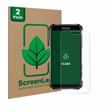 Vorderseite einer Produktverpackung mit dem Markenlogo ScreenLeaf. Daneben ist das Gerät Soyes S10 Max mit dem zugehörigen Dis