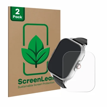 Vorderseite einer Produktverpackung mit dem Markenlogo ScreenLeaf. Daneben ist das Gerät YYKY E02 2.01
