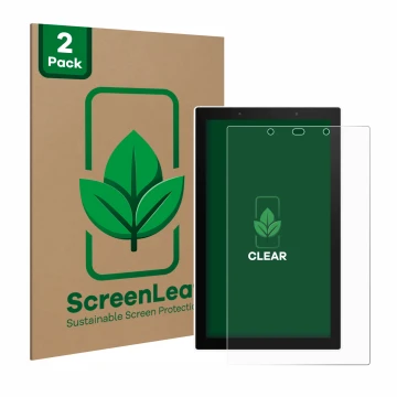 Vorderseite einer Produktverpackung mit dem Markenlogo ScreenLeaf. Daneben ist das Gerät SONOFF NSPanel Pro 120 mit dem zugehö