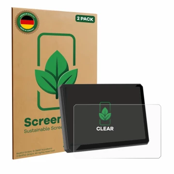 Vorderseite einer Produktverpackung mit dem Markenlogo ScreenLeaf. Daneben ist das Gerät Carpuride W502BS 5