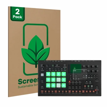 Vorderseite einer Produktverpackung mit dem Markenlogo ScreenLeaf. Daneben ist das Gerät Elektron Analog Rytm MKII mit dem zug