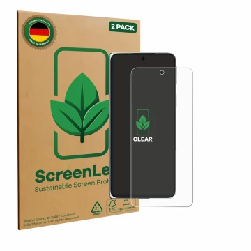 Vorderseite einer Produktverpackung mit dem Markenlogo ScreenLeaf. Daneben ist das Gerät Oppo Find N5 mit dem zugehörigen Disp
