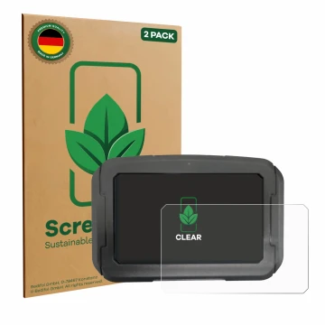 Vorderseite einer Produktverpackung mit dem Markenlogo ScreenLeaf. Daneben ist das Gerät Harley Davidson Pan America 1250 2021