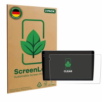 Vorderseite einer Produktverpackung mit dem Markenlogo ScreenLeaf. Daneben ist das Gerät Teyes CC3 9