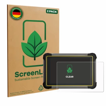Vorderseite einer Produktverpackung mit dem Markenlogo ScreenLeaf. Daneben ist das Gerät Leica iCON CC170 mit dem zugehörigen 