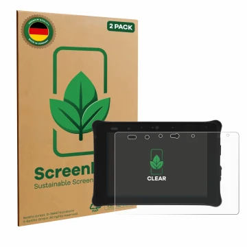 Vorderseite einer Produktverpackung mit dem Markenlogo ScreenLeaf. Daneben ist das Gerät Leica iCON CC180 mit dem zugehörigen 