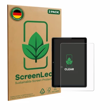 Vorderseite einer Produktverpackung mit dem Markenlogo ScreenLeaf. Daneben ist das Gerät Awow P11 10