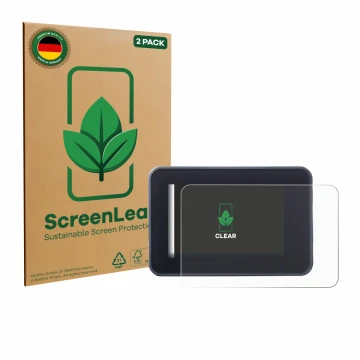 Vorderseite einer Produktverpackung mit dem Markenlogo ScreenLeaf. Daneben ist das Gerät Yamaha MT-07 2023 mit dem zugehörigen