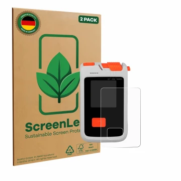 Vorderseite einer Produktverpackung mit dem Markenlogo ScreenLeaf. Daneben ist das Gerät Mammut Barryvox Barryvox 2 mit dem zu
