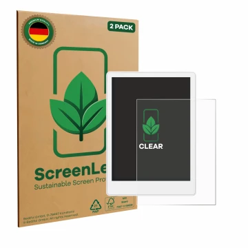 Vorderseite einer Produktverpackung mit dem Markenlogo ScreenLeaf. Daneben ist das Gerät Meebook M8 7.8