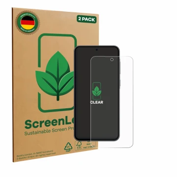 Vorderseite einer Produktverpackung mit dem Markenlogo ScreenLeaf. Daneben ist das Gerät Samsung Galaxy A36 5G Enterprise Edit