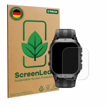 Vorderseite einer Produktverpackung mit dem Markenlogo ScreenLeaf. Daneben ist das Gerät Oukitel BT20 1.96