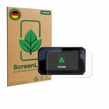 Vorderseite einer Produktverpackung mit dem Markenlogo ScreenLeaf. Daneben ist das Gerät Honda CBR650R 2025 mit dem zugehörige