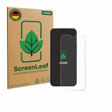 Vorderseite einer Produktverpackung mit dem Markenlogo ScreenLeaf. Daneben ist das Gerät Honor 400 Lite mit dem zugehörigen Di
