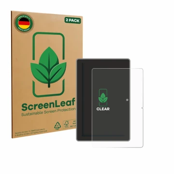 Vorderseite einer Produktverpackung mit dem Markenlogo ScreenLeaf. Daneben ist das Gerät Lenovo Tab TB311 XU mit dem zugehörig