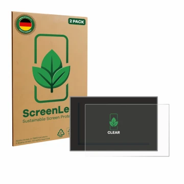 Vorderseite einer Produktverpackung mit dem Markenlogo ScreenLeaf. Daneben ist das Gerät Dacia Duster 3 2025 mit dem zugehörig