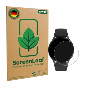 Vorderseite einer Produktverpackung mit dem Markenlogo ScreenLeaf. Daneben ist das Gerät Levowatch EDGY mit dem zugehörigen Di