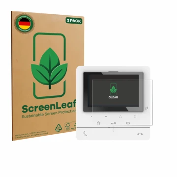 Vorderseite einer Produktverpackung mit dem Markenlogo ScreenLeaf. Daneben ist das Gerät Biticino 344672 mit dem zugehörigen D