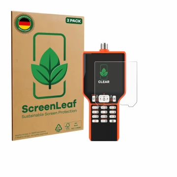 Vorderseite einer Produktverpackung mit dem Markenlogo ScreenLeaf. Daneben ist das Gerät RigExpert MATCH mit dem zugehörigen D