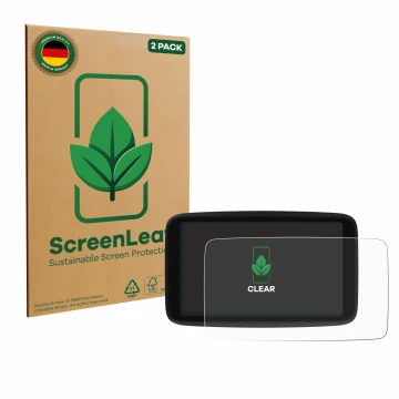 Vorderseite einer Produktverpackung mit dem Markenlogo ScreenLeaf. Daneben ist das Gerät TomTom Go Navigator 6 (2. Generation)