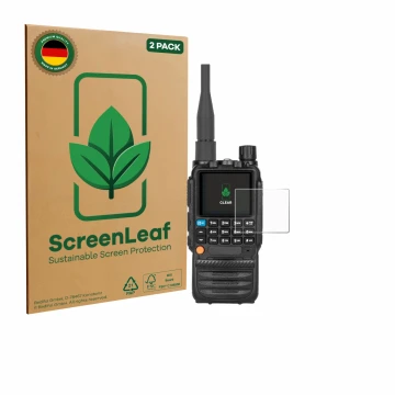 Vorderseite einer Produktverpackung mit dem Markenlogo ScreenLeaf. Daneben ist das Gerät Tidradio TD-H3 mit dem zugehörigen Di