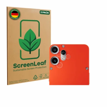 Vorderseite einer Produktverpackung mit dem Markenlogo ScreenLeaf. Daneben ist das Gerät Nothing CMF Phone 2 Pro (NUR Kamerasc