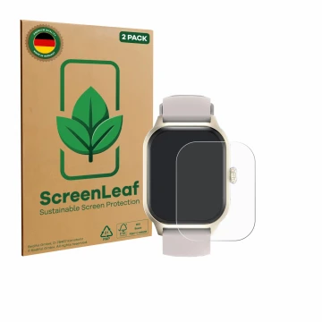 Vorderseite einer Produktverpackung mit dem Markenlogo ScreenLeaf. Daneben ist das Gerät LAOYABB QS07 2.01