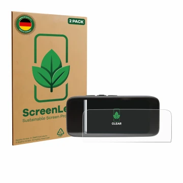Vorderseite einer Produktverpackung mit dem Markenlogo ScreenLeaf. Daneben ist das Gerät Peterson StroboClip HD mit dem zugehö