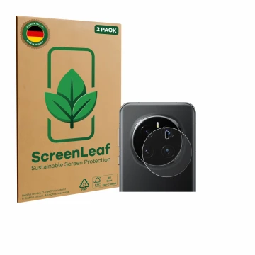 Vorderseite einer Produktverpackung mit dem Markenlogo ScreenLeaf. Daneben ist das Gerät Honor Magic 7 Pro (NUR Kameraschutz) 