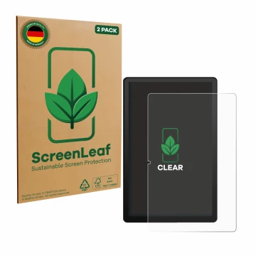 Vorderseite einer Produktverpackung mit dem Markenlogo ScreenLeaf. Daneben ist das Gerät Whitedeer G13 mit dem zugehörigen Dis