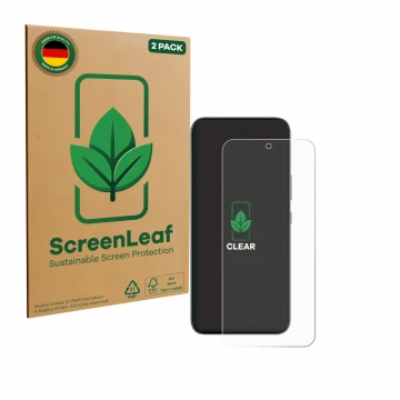 Vorderseite einer Produktverpackung mit dem Markenlogo ScreenLeaf. Daneben ist das Gerät Infinix GT 30 Pro mit dem zugehörigen