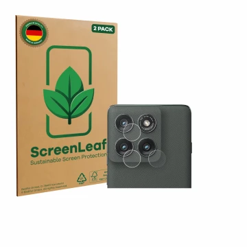 Vorderseite einer Produktverpackung mit dem Markenlogo ScreenLeaf. Daneben ist das Gerät Motorola Edge (2025) (NUR Kameraschut