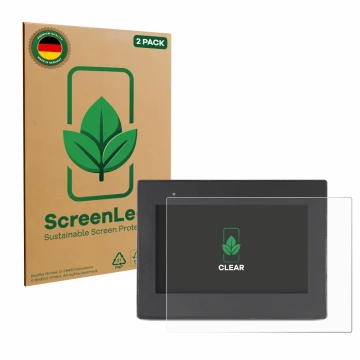 Vorderseite einer Produktverpackung mit dem Markenlogo ScreenLeaf. Daneben ist das Gerät Weintek cMT2078x mit dem zugehörigen 