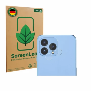 Vorderseite einer Produktverpackung mit dem Markenlogo ScreenLeaf. Daneben ist das Gerät Cubot P80 (NUR Kamera) mit dem zugehö