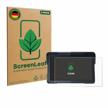 Vorderseite einer Produktverpackung mit dem Markenlogo ScreenLeaf. Daneben ist das Gerät Lamtto RC19 7