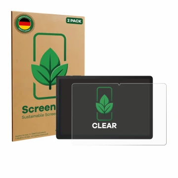 Vorderseite einer Produktverpackung mit dem Markenlogo ScreenLeaf. Daneben ist das Gerät Doogee Tab G6 Plus mit dem zugehörige