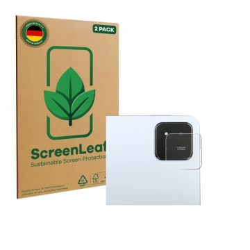 Vorderseite einer Produktverpackung mit dem Markenlogo ScreenLeaf. Daneben ist das Gerät Xiaomi Pad 7 (NUR Kameraschutz) mit d