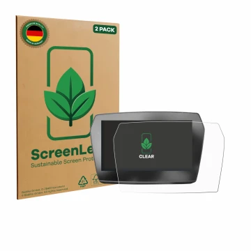 Vorderseite einer Produktverpackung mit dem Markenlogo ScreenLeaf. Daneben ist das Gerät Voge 625 2025 mit dem zugehörigen Dis