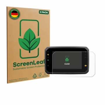 Vorderseite einer Produktverpackung mit dem Markenlogo ScreenLeaf. Daneben ist das Gerät Honda Hornet CB1000 SP 2025 mit dem z