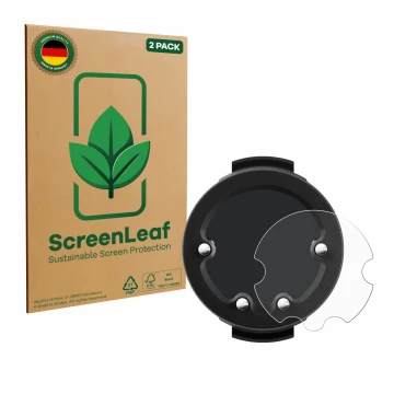 Vorderseite einer Produktverpackung mit dem Markenlogo ScreenLeaf. Daneben ist das Gerät Suunto Zoop mit dem zugehörigen Displ
