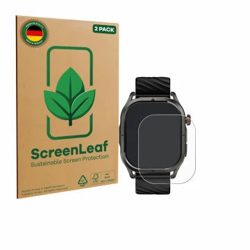 Vorderseite einer Produktverpackung mit dem Markenlogo ScreenLeaf. Daneben ist das Gerät Kospet Magic P10 1.96