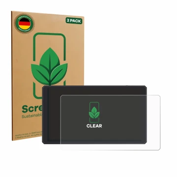 Vorderseite einer Produktverpackung mit dem Markenlogo ScreenLeaf. Daneben ist das Gerät Feelworld CUT6 6