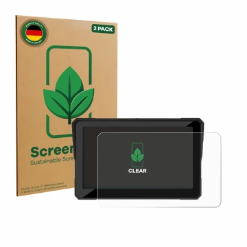 Vorderseite einer Produktverpackung mit dem Markenlogo ScreenLeaf. Daneben ist das Gerät Carpuride W702S Pro 7