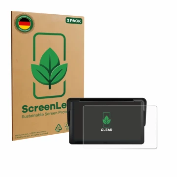 Vorderseite einer Produktverpackung mit dem Markenlogo ScreenLeaf. Daneben ist das Gerät Carpuride V3 7