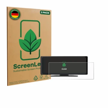 Vorderseite einer Produktverpackung mit dem Markenlogo ScreenLeaf. Daneben ist das Gerät Carpuride V92 10.26