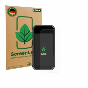 Vorderseite einer Produktverpackung mit dem Markenlogo ScreenLeaf. Daneben ist das Gerät SkyCaddie Pro 5X mit dem zugehörigen 