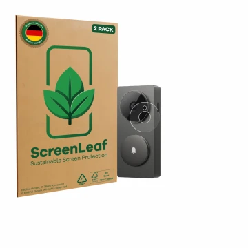 Vorderseite einer Produktverpackung mit dem Markenlogo ScreenLeaf. Daneben ist das Gerät Aqara Hub G410 mit dem zugehörigen Di