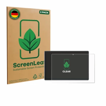 Vorderseite einer Produktverpackung mit dem Markenlogo ScreenLeaf. Daneben ist das Gerät Xgody P60 Pro mit dem zugehörigen Dis